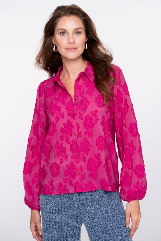 BLOUSE MET STRUCTUUR BLOEMEN 53754 20 PINK